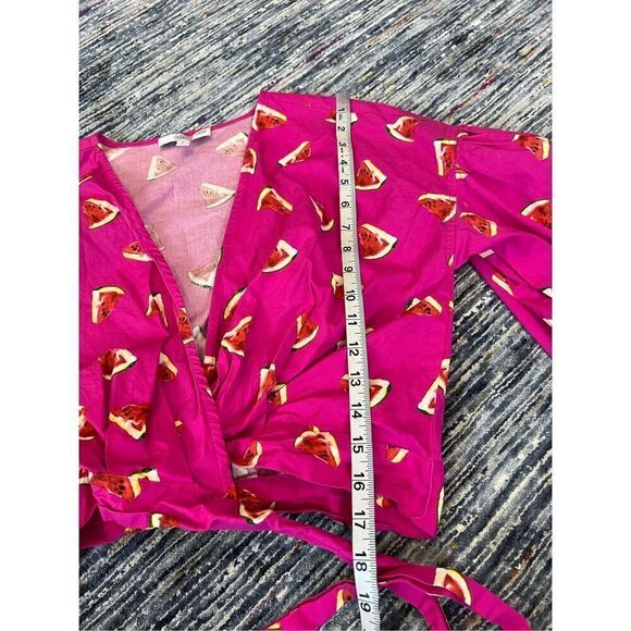 Color Me Courtney Emily Watermelon Print Wrap Blouse Size S - Picture 8 of 8